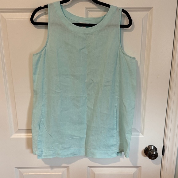 Tops - Linen PureJill Sleeveless Aqua Top